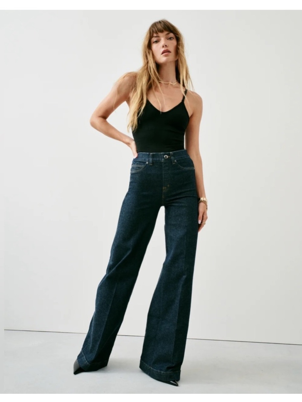 Spanx Everywhere Original Wide leg jeans Large Tall Dark wash Indigo